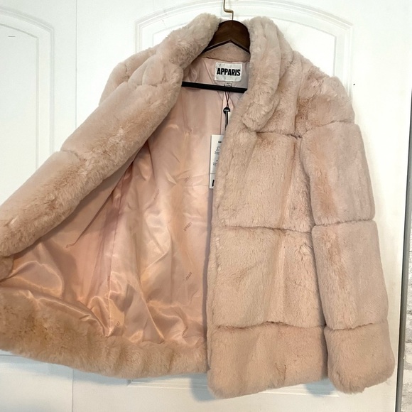 APPARIS Sarah 2 Blush Pink teddy faux fur coat L warm cozy bubblegum - Picture 10 of 11